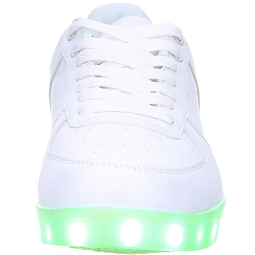 Schuhe-Trentasette Damen Herren LED Licht Farbwechsel Sneaker weiß, Größe:38;Farbe:Weiß - 4