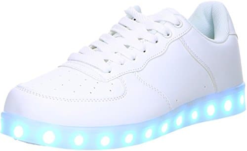 Schuhe-Trentasette Damen Herren LED Licht Farbwechsel Sneaker weiß, Größe:38;Farbe:Weiß - 1